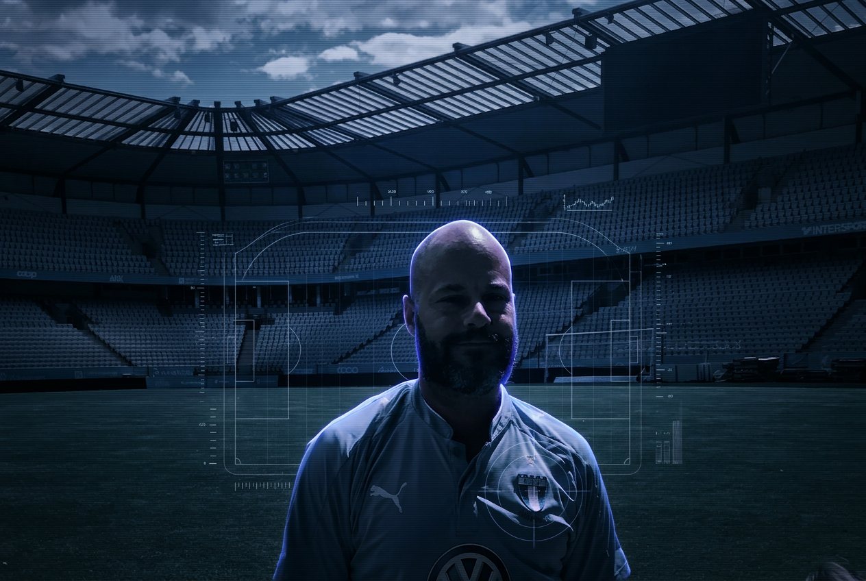 Swedish National Team coach on the pitch at a Swedish top-flight stadium